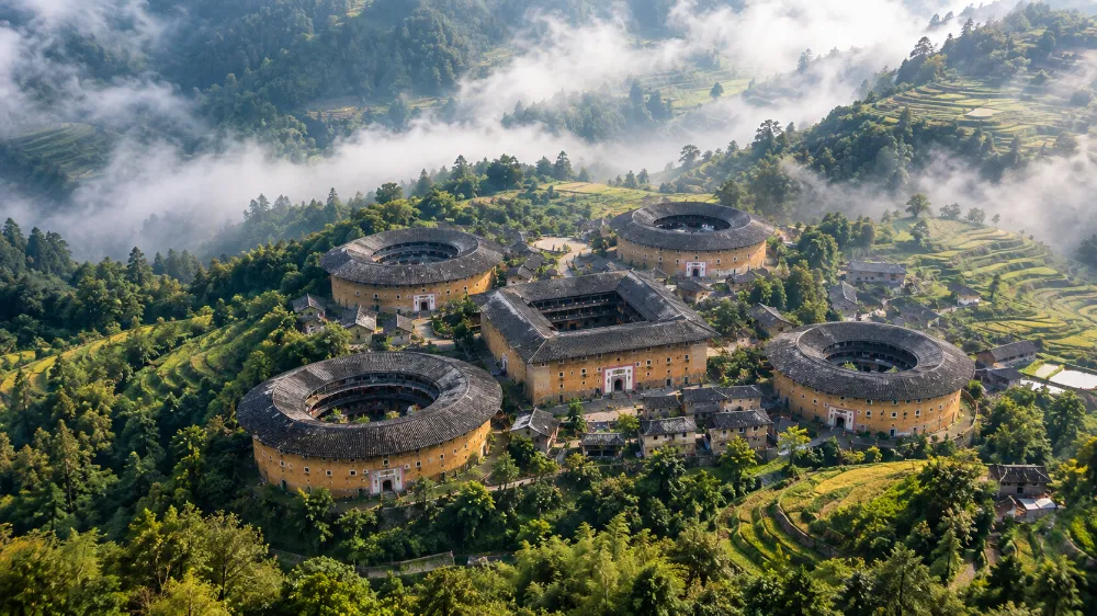 永定承啟樓土樓王環形建築外觀 永定承啟樓土樓王環形建築外觀