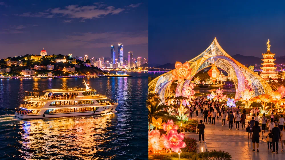 廈門夜景與燈光秀,鷺江夜遊遊船與集美園博苑大型藝術燈組 廈門夜景與燈光秀,鷺江夜遊遊船與集美園博苑大型藝術燈組