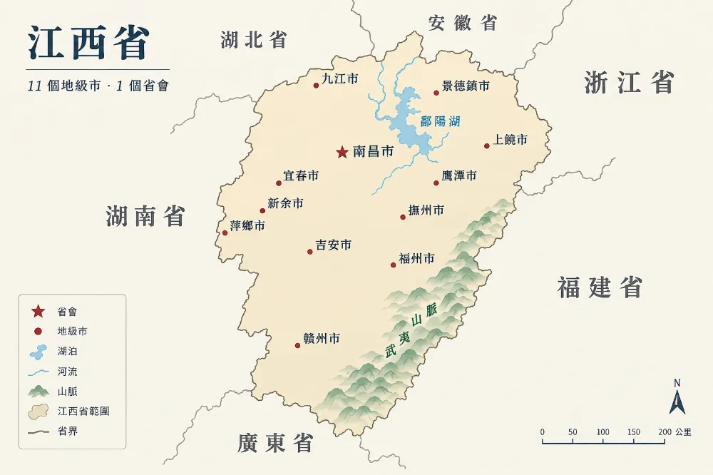 江西省在哪裡：省會南昌，東西南北三面環山